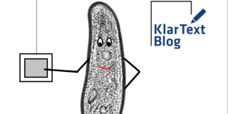 Cartoon of a paramecium with a switch