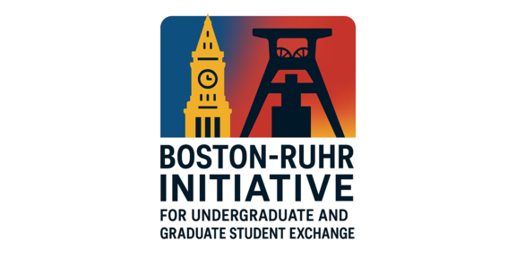 Logo der Boston-Ruhr Initiative BRIDGE, welches den Custom House Tower und die Zeche Zollern zeigt