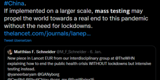 Twitter Nachricht von "The Lancet Regional Health – Europe" zur neuen Veröffentlichung von Prof. Schneider